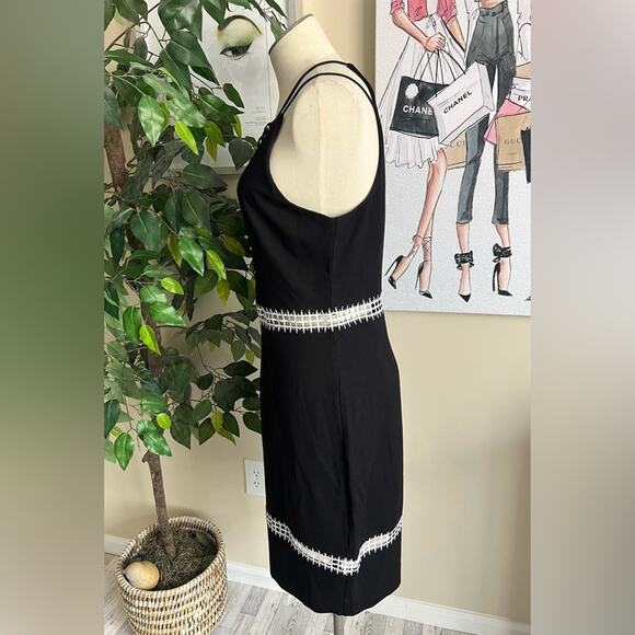 Venus Womens Black & White Criss Cross Strappy Cut Out Sheath Dress Size 10 - Picture 4 of 8